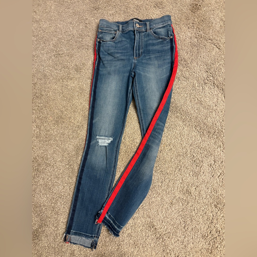 Express high rise ankle legging with red stripes down both sides - Picture 2 of 9